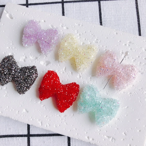 Breloques DIY Nœud Papillon Texture Sucre En Acrylique Pour Création De Bijoux Accessoire Porte-Clés Pendentifs Pailletés