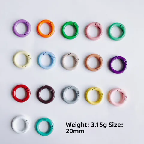 Colorful 20mm Metal Spring O-Rings Alloy Round Snap Hook Buckles For DIY Bags Keychain Jewelry Making Hardware Accessories