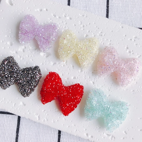 Breloques DIY Nœud Papillon Texture Sucre En Acrylique Pour Création De Bijoux Accessoire Porte-Clés Pendentifs Pailletés