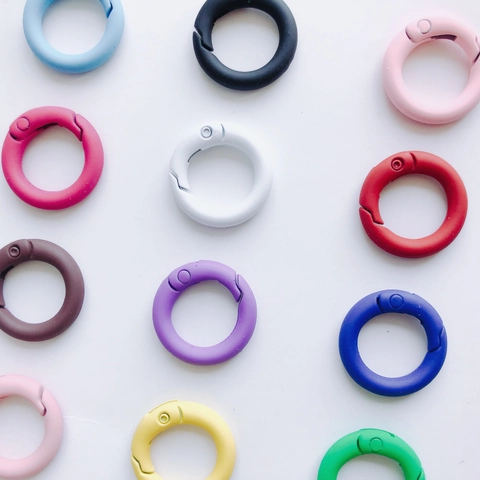 Colorful Alloy Round Spring Ring Buckle For DIY Jewelry Making Keychain Phone Chain Bag Accessories Matte Lacquered Metal O-Ring