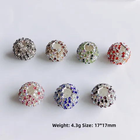 Pave Rhinestone Ball Beads Straight Hole Alloy Crystal Spherical Spacers For DIY Jewelry Making Bracelet Necklace Findings