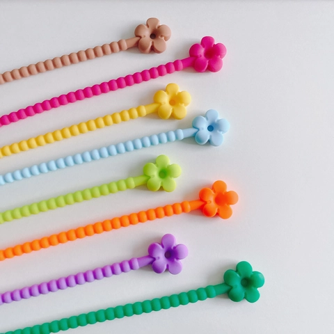 Fascette per Cavi in Silicone Multicolore a Forma di Fiore Riutilizzabili per Gestione Cavi Organizzazione Casa Ufficio Accessori DIY