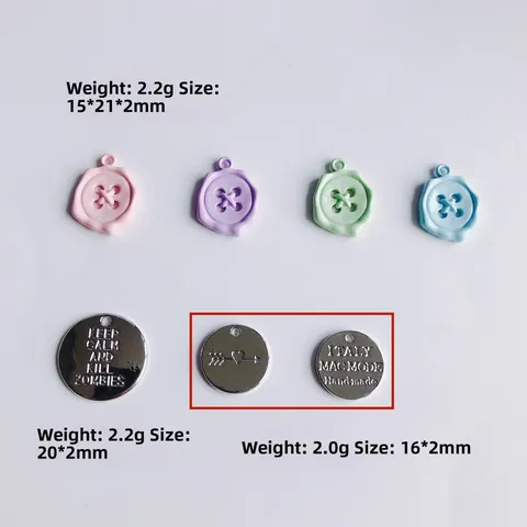 DIY Jewelry Charms Alloy Resin Macaron Button Wax Seal Heart Arrow Engraved Round Metal Pendants For Bracelet Making