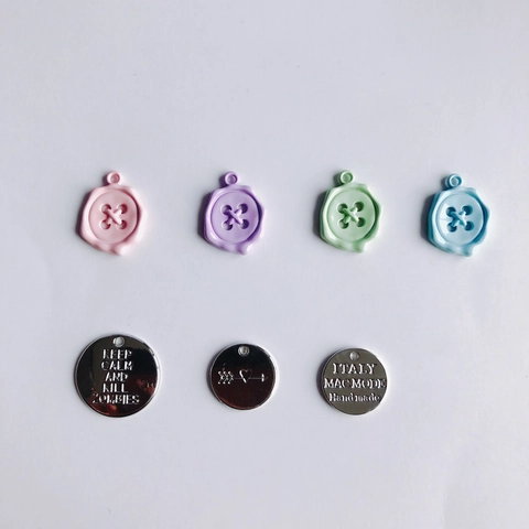 DIY Jewelry Charms Alloy Resin Macaron Button Wax Seal Heart Arrow Engraved Round Metal Pendants For Bracelet Making