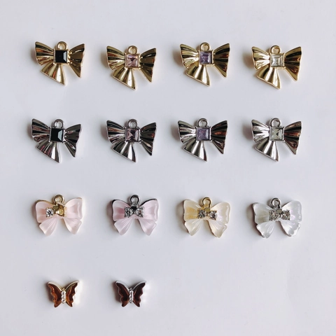 Alloy Rhinestone Bow Butterfly Pendants DIY Jewelry Accessories For Necklace Earring Making Fashion Charms Jewelry Findings