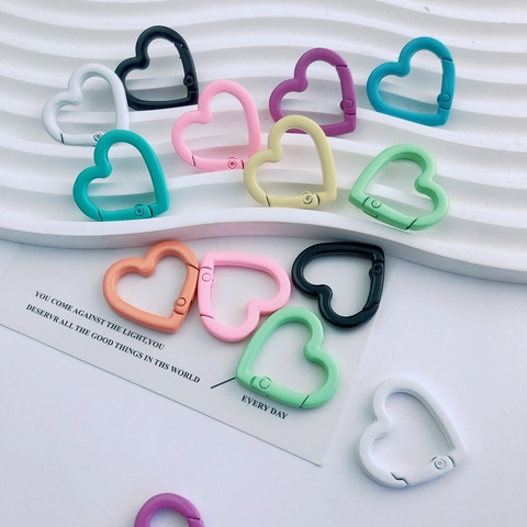 Fibbia a Molla in Metallo a Forma di Cuore Accessori per Gioielli Fai-da-Te Fibbia in Lega Verniciata Colorata per Portachiavi Borse Decorazione
