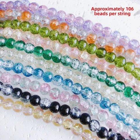 Gradient Crackle Glass Round Beads For DIY Jewelry Making Bracelet Necklace Handmade Craft Supplies 8mm Loose Beads