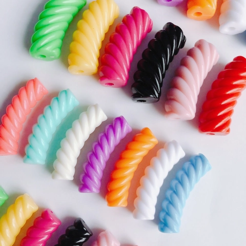 DIY Jewelry Making Resin Spiral Twist Marshmallow Shape Beads Colorful Twisted Loose Beads For Necklace Bracelet Making