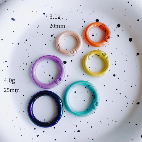 Bunte Legierung Runde Feder-O-Ring Karabiner Verschluss Einbrennlack Irisierend DIY Schmuck Zubehör Für Schlüsselanhänger Tasche