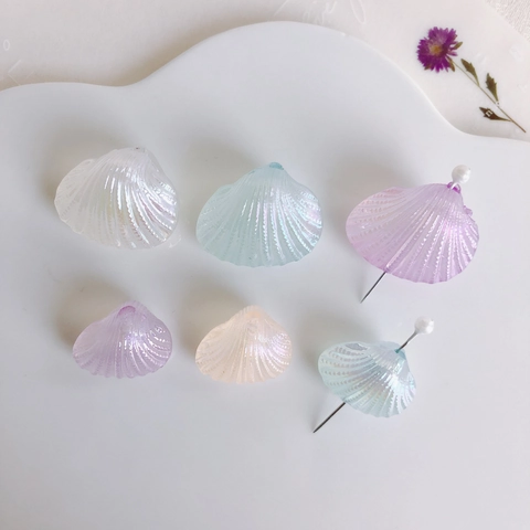 Mermaid Series Aurora Scallop Shell Pendants Resin Plastic Loose Beads For DIY Necklace Bracelet Jewelry Making Gift