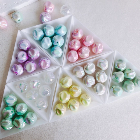 Acrylic Iridescent Pearlescent Fig Wrinkled Beads 16mm Japanese Macaron Loose Beads For DIY Phone Chain Jewelry Making Accessories