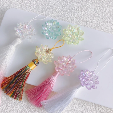 DIY Jewelry Accessories Transparent Aurora Acrylic Flower Tassel Charms Lotus Petal Beads For Earrings Jewelry Making Components