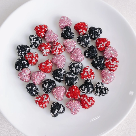 Alloy Pave Rhinestone Heart Shape Beads For DIY Jewelry Making Shiny Love Charms Spacers For Bracelet Necklace Crafts