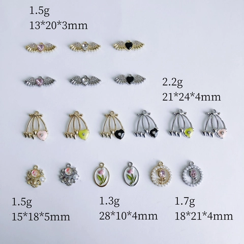 Alloy Heart Angel Wings Cherry Tulip Moon Charms For DIY Jewelry Making Necklace Bracelet Pendant Only Without Chain