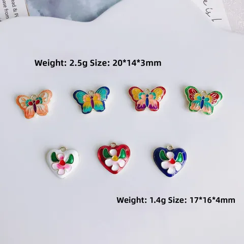 Pendentifs en Alliage d'Émail Coloré Papillon Cœur pour Fabrication de Bijoux Breloques Vintage pour Boucles d'Oreilles DIY