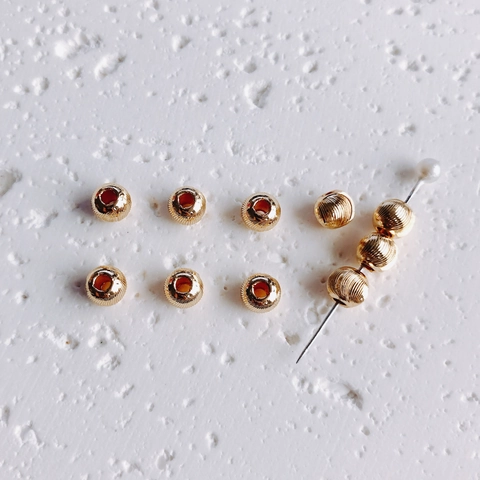 14K Gold Filled Textured Round Beads DIY Jewelry Findings Copper Cut Surface Spacer Beads For Bracelet Necklace Making DIY Craft Jewelry