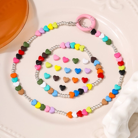 DIY Heart Shaped Alloy Beads Colorful Painted Enamel Love Heart Spacers For Jewelry Making Necklace Bracelet Accessory