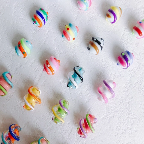 Handmade Rainbow Stripe Lampwork Glass Acrylic Beads Spiral Loose Beads For DIY Bracelet Necklace Phone Chain Jewelry Making