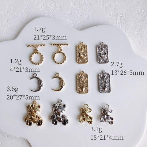Alloy DIY Moon Bear Sun Pendant OT Toggle Clasp Jewelry Making Findings For Necklace Bracelet Handmade Craft Accessories