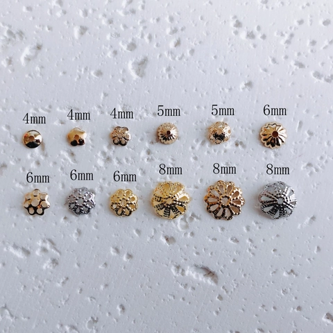 Alloy Metal Flower Bead Caps Spacers For Jewelry Making DIY Bracelet Necklace Findings Gold Silver Hollow Floral Accessory