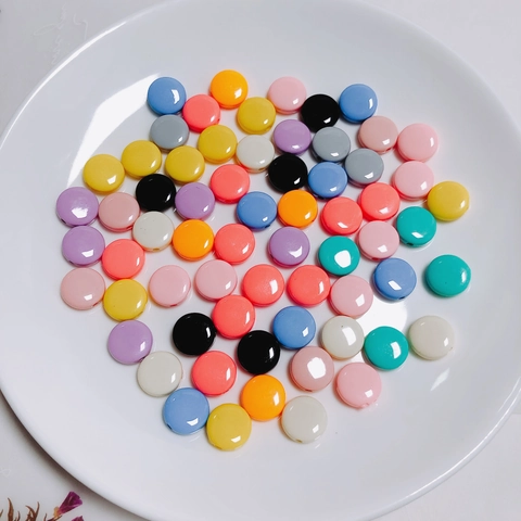 Perline in Acrilico Piatti Tondi Color Caramella Dopamina Con Foro Passante Materiali Fai da Te per Creazione Gioielli