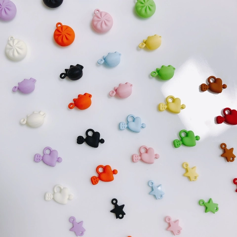 Simulation Mini Alloy Food Charms For DIY Jewelry Making Bun Dumpling Heart Star Shapes Painted Pendant For Earring Bracelet