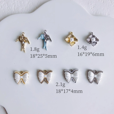 Legering Kunstparel Strass Zwaluw Strik Hanger Charms Voor DIY Ketting Armband Handgemaakte Sieraden Maken Accessoires
