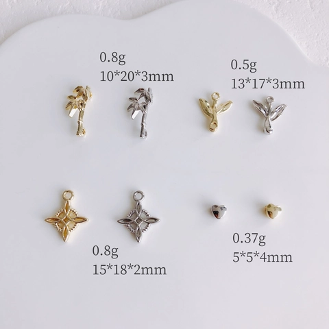 Alloy Electroplated Bamboo Leaf Star Heart Charms DIY Necklace Bracelet Jewelry Finding Accessories For Women Minimalist Pendant