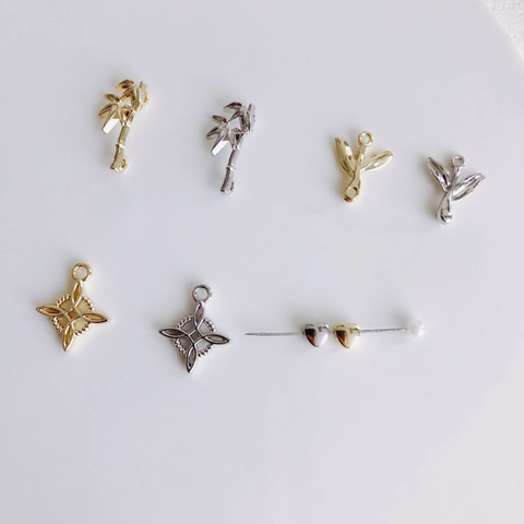 Alloy Electroplated Bamboo Leaf Star Heart Charms DIY Necklace Bracelet Jewelry Finding Accessories For Women Minimalist Pendant