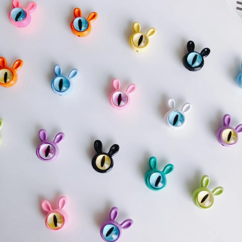 Cartoon Hase Geformte Legierung Perlen Mit Augen Design Für DIY Schmuckherstellung Armband Halskette Handwerk Zubehör Mehrfarbig
