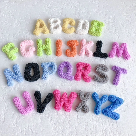 Micro Rose Texture Alphabet Charms Resin Floral Letter Multicolor Flatback Decorations For DIY Phone Case Shoes Accessories
