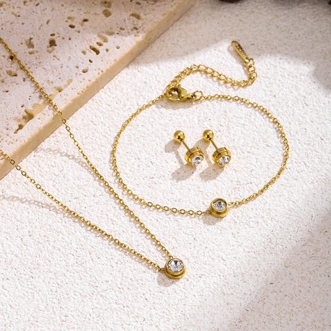 Minimalistische Titanstahl Einzel Strass Halskette Für Damen Zargenfassung Galvanisch Luxus Schlüsselbein Kette Schmuck Zubehör