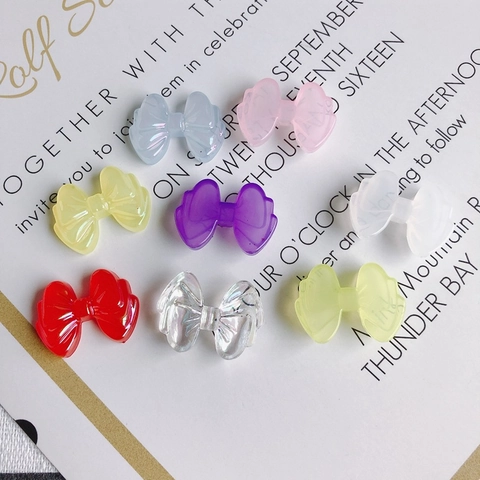 DIY Resin Bow Charms Semi-Transparent Aurora Gradient Patch For Earrings Hair Clips Making Handmade Jewelry Accessories