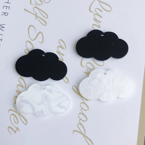 Acrylic Cloud Shaped Printed Pendant For DIY Jewelry Making Cartoon Expression Marble Pattern Charms For Earring Necklace