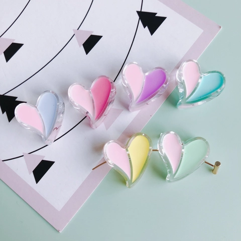 Minimalist Heart Resin Charms Split Macaron Colors DIY Jewelry Making Beads For Hair Accessories Crafts Handmade Material