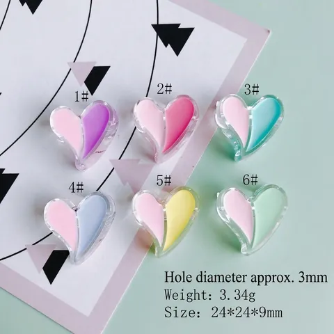 Minimalist Heart Resin Charms Split Macaron Colors DIY Jewelry Making Beads For Hair Accessories Crafts Handmade Material