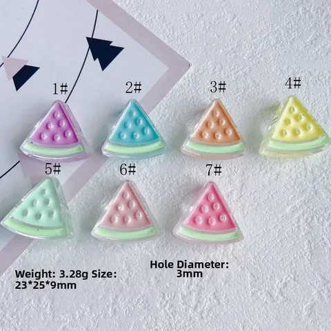 Cute Resin Watermelon Slice Charms For Jewelry Making DIY Crafting Fruit Shape Drip Oil Beads For Hair Accessories Ornaments