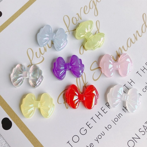 DIY Resin Bow Charms Semi-Transparent Aurora Gradient Patch For Earrings Hair Clips Making Handmade Jewelry Accessories