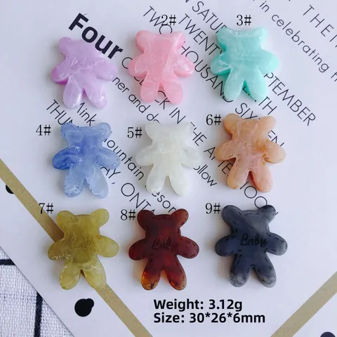 Dijes de Resina de Oso DIY Con Letra Baby para Hacer Joyas Decoración de Funda de Teléfono Accesorio de Artesanía Multicolor