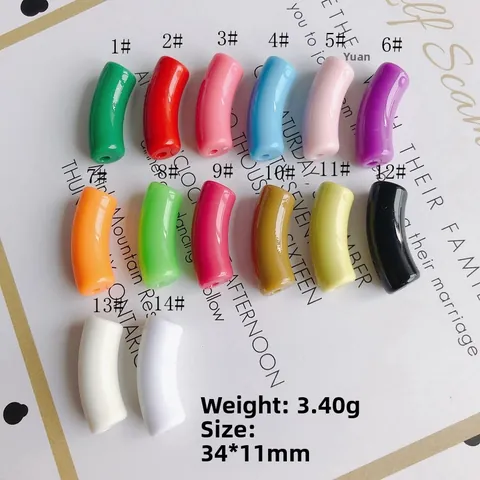 Colorful Resin Noodle Beads For Jewelry Making Smooth Curved Tube Beads For DIY Bracelet Necklace Handmade Accessories