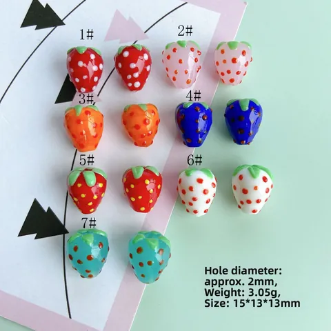 DIY Glass Strawberry Beads Lampwork Fruit Shape Handmade Loose Beads For Jewelry Making Necklace Bracelet Earrings Crafts