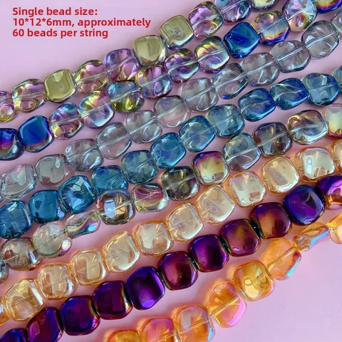 Unregelmäßige Quadratische Glasperlen Aurora AB Laser Beschichtete Lampwork Perlen Für DIY Schmuckherstellung Armband Halskette Handwerk Zubehör