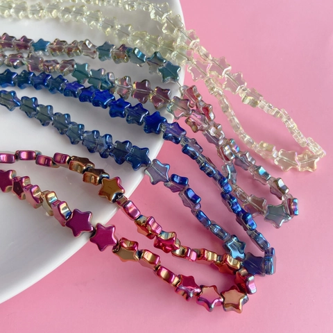 Cuentas de Vidrio de Estrella DIY Cuentas Sueltas Forma de Estrella Recubrimiento AB para Fabricación de Joyería Artesanía