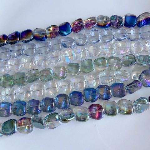 Irregular Square Glass Beads Aurora AB Laser Coated Lampwork Beads For DIY Jewelry Making Bracelet Necklace Crafts Accessory Decorative Glass Beads