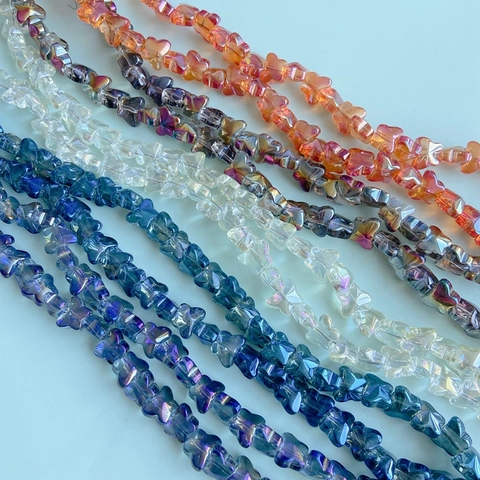Iridescent Butterfly Glass Loose Beads For DIY Necklace Bracelet Making Handmade Jewelry Beading Materials Accessories