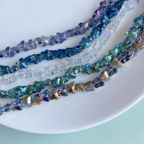 Iridescent Butterfly Glass Loose Beads For DIY Necklace Bracelet Making Handmade Jewelry Beading Materials Accessories