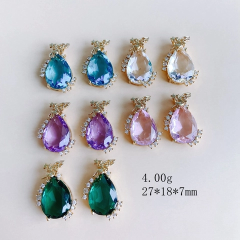 Angel Fairy Teardrop Pendant Copper Zirconia Pear Shape DIY Jewelry Making For Necklace Earrings Accessory For Women Girls