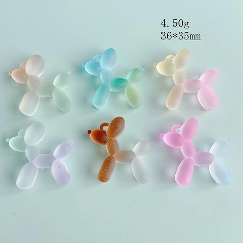 Frosted Resin Balloon Dog Pendant DIY Jewelry Making Accessories Macaron Gradient Matte Charms For Keychain Earrings