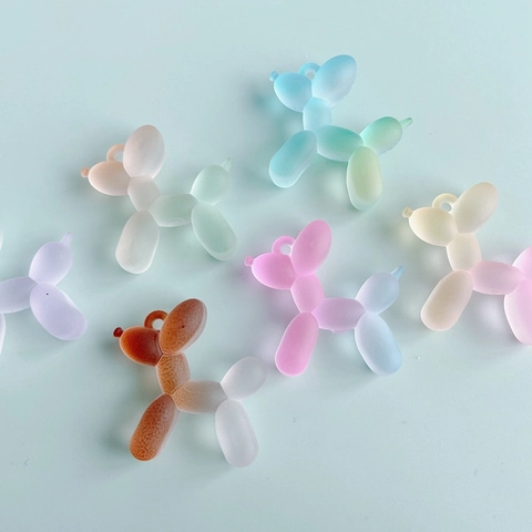 Frosted Resin Balloon Dog Pendant DIY Jewelry Making Accessories Macaron Gradient Matte Charms For Keychain Earrings