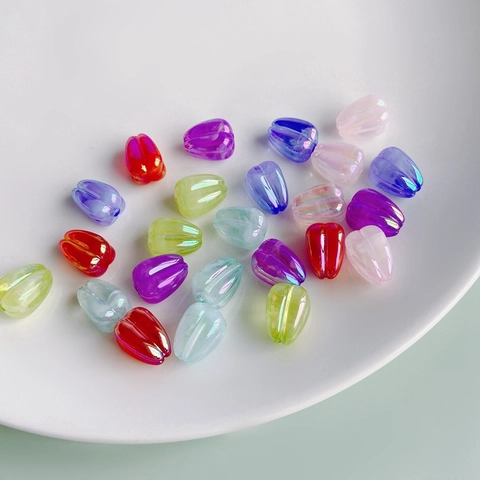 Iridescent Translucent Tulip Flower Bud Resin Beads For DIY Jewelry Making Crafts Bracelet Necklace Spacer Beads